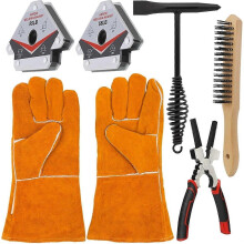 Welding Accessories,Chipping Hammer 10.5"Welding Gloves 13.5",6-in-1 Welpers Pliers 8"Wire Brush 11"