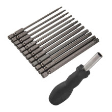 13Pcs 100mm Torx Long Screwdriver Bits Set, Magnetic Torx Bit Set T6-T40, 1/4 Inch Hex Shank Electri