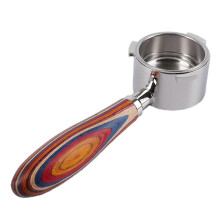 Bottomless Portafilter 51 mm Only Compatible for Dedica EC680/EC685/EC885 with 3 Ears, Color Wooden Handle