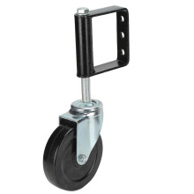 Rueda giratoria para puerta con resorte, de goma resistente, silenciosa, con 3 orificios y freno de