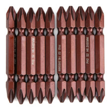 10pcs Double End Screwdriver Bits Hardware Parts Screws Tools Magnetic S2 H6.3 x 65mm Double End S2 H6.3 x 65 x PH2 Red