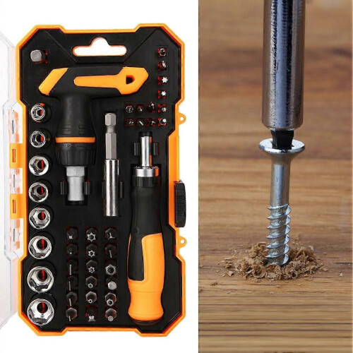42-piece screwdriver bit set, sockets, cross, star, square, hex, with magnet