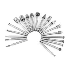 20 Piece High Speed Steel Rotary Burr Set, 1/8 Inch Shank, for Woodworking