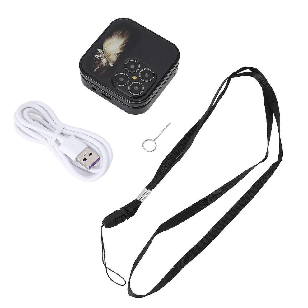 2G Flip Tiny Cell Phone For Seniors Dual Nano Sim Fm Radio Media Player Led Flashlight Hd Rear Camera Flip Smallest Mobile Phone With Lanyard Black 9152359610391