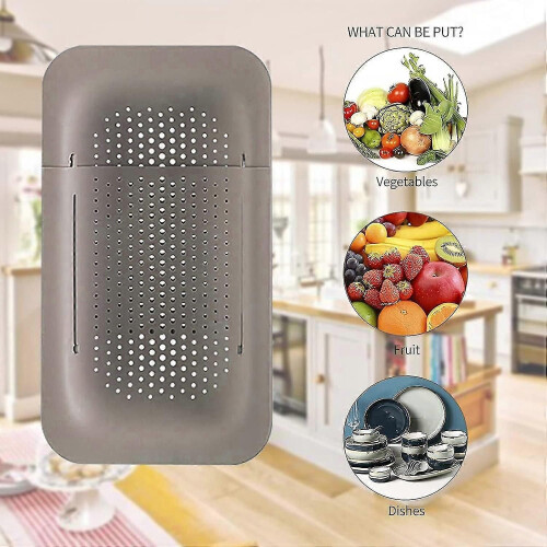 Adjustable Sink Colander Grey - Expandable Strainer for Kitchen Sink Drain Basket 1