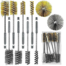 8Pc Bore Brush Set,304 Stainless Steel&Brass Drill Wire Bore Cleaning Brushes with 1/4" Hex Shank,3/8''1/2'' 3/4'' 7/8''