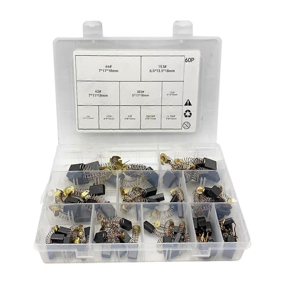 60Pcs Electric Motor Carbon Brushes 10 Different Sizes Carbon Brush Motors Replacement Parts For Pow 9152359631716