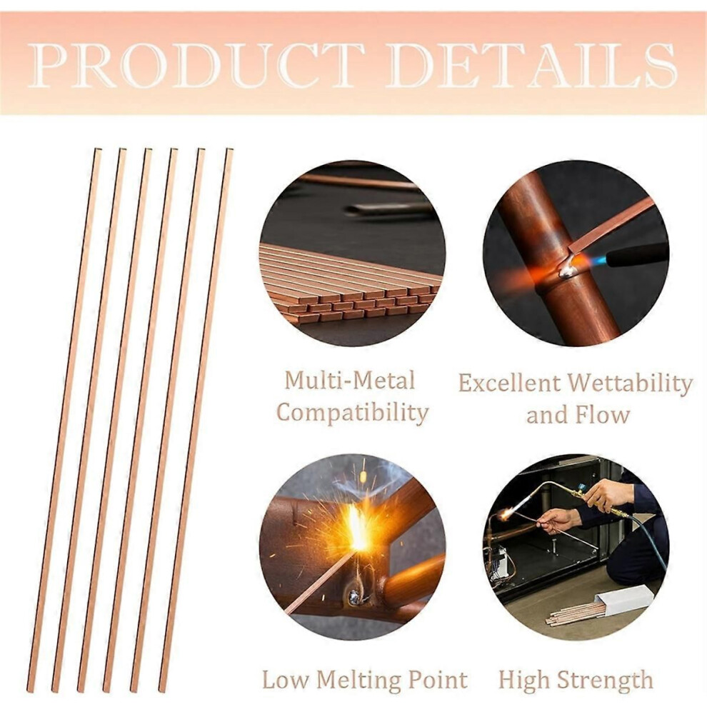 40 Sticks 15% Silver Brazing Rods - Flat Phos Copper Welding Rods For Hvac, Air Conditioner, Solder 9152359617567