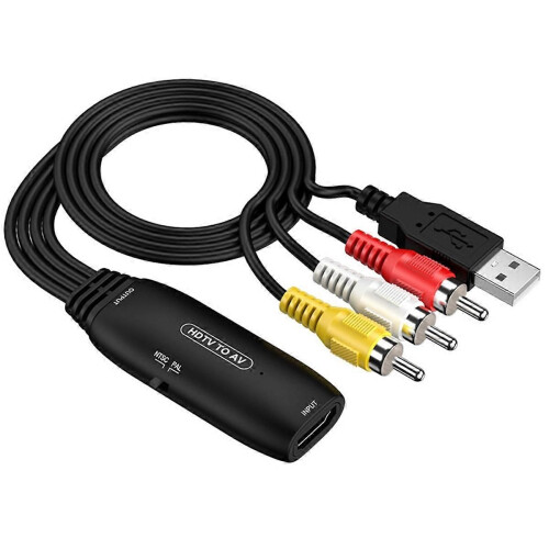 -Kompatibel med AV CVB-adapter Stöder PAL/NTSC kompositvideo-ljudkonverteringsadapterbox för