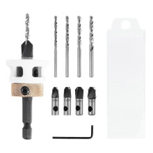 4PCS Countersink Drill Bit Set with Low Friction Depth Stop & Replaceable HSS M2 Drill Bit, Counter
