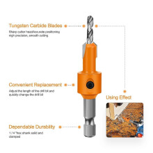 5PCS 8mm Shank HSS Woodworking Countersink Router Bit Screw Extractor Demolition for Wood Milling Cutter 2.5-3.5mm