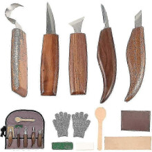 Set di 12 utensili per intaglio del legno con coltello a uncino, coltello smussato e coltello a cucchiaio,