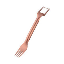 2-In-1 Stainless Steel Fruit Cutter, Dual Watermelon Cutter Slicer Tool, Portable Cutter Fork Rose Gold