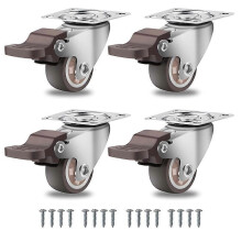 Furniture Castors Small 25mm,360 Degree Swivel Castors Heavy Duty Load Capacity Silent Solid Rubber Castors Set of 4