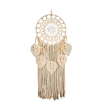 Bohemian Hand-Woven Tapestry Wooden Bead Leaf Round Tapestry Room Bedroom Decoration
