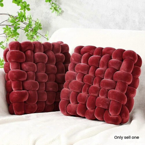 Λούτρινα ριχτάρια Knot Square με απαλή διακόσμηση για καναπέ/κρεβατοκάμαρα, κόκκινο 2