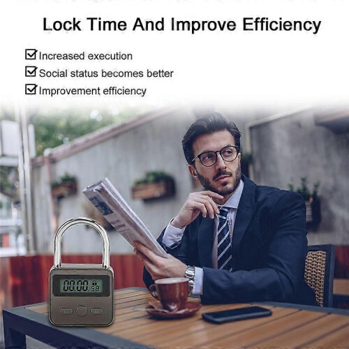Smart Time Lock LCD Display Switch USB Rechargeable Padlock - Black 1