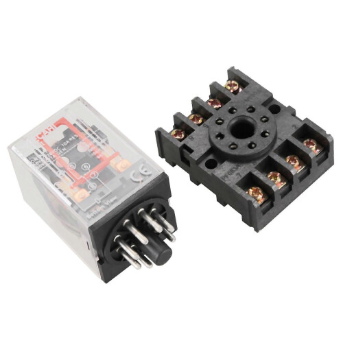 2X MK2P-I Clear Shell DPDT AC220V Coil Power Relay Socket Base 1