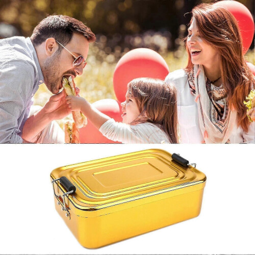 Sturdy Aluminum Lunch Box Portable Rectangular Food Fruit Container 2