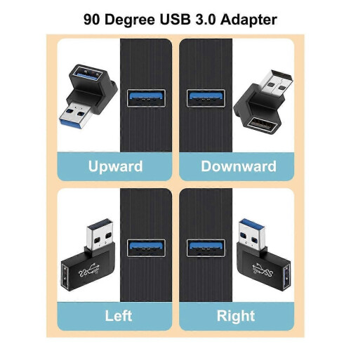 4 Pack USB 3.0 Adapter Vertical Up and Down Angle, USB Male to Female 1
