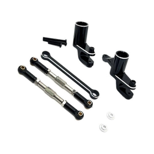 RC Car Upgrade Steering Assembly Pull Rod Kit for 1/12 Black 2