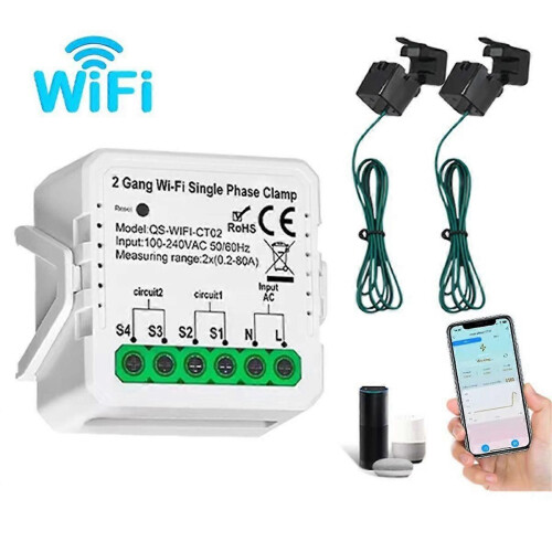 Έξυπνος Μετρητής Tuya Wifi 80A Αισθητήρας Ρεύματος Ηλιακό Φ/ 1