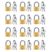 12 Pack Mini Padlock Small Padlock Solid Brass Locks with 3 Key
