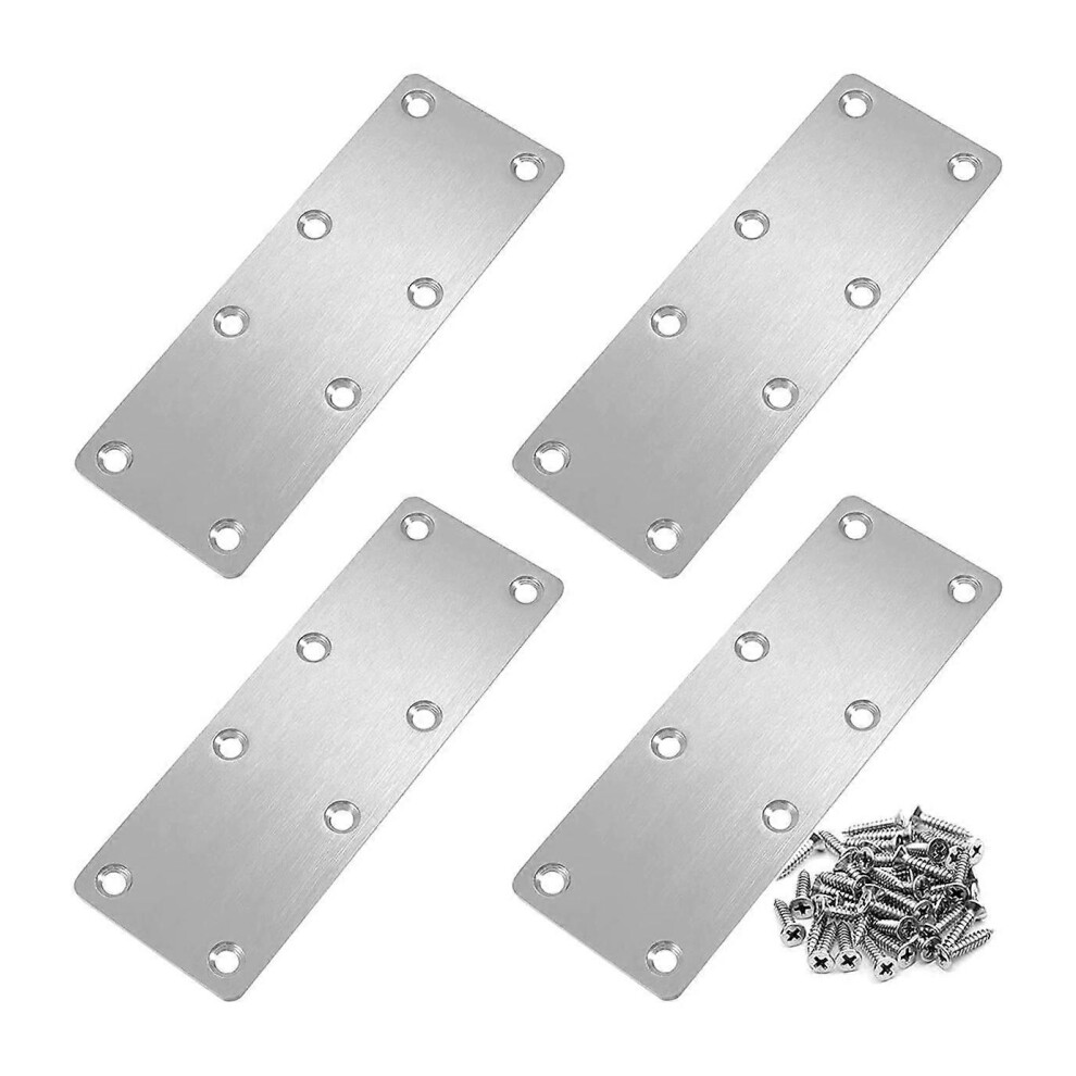 4 Pcs Straight Bracket Flat Mending Plate Stainless Steel Brace With Screws For Furniture Wooden Do 9152359623124