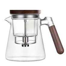 Teekanne, Wassertrenn-Teekanne aus Glas mit Holzgriff, magische Teekanne, Teekanne aus Glas mit Sieb