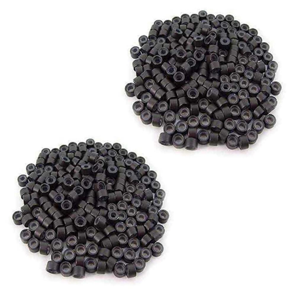 200 Pcs 5Mm Dark Brown Color Silicone Lined Micro Rings Links Beads 9409192830807