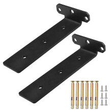 Floating Shelf Brackets, 8-Inch Heavy Duty Hidden L Brackets, Rust- Metal Shelving Supports, Easy I