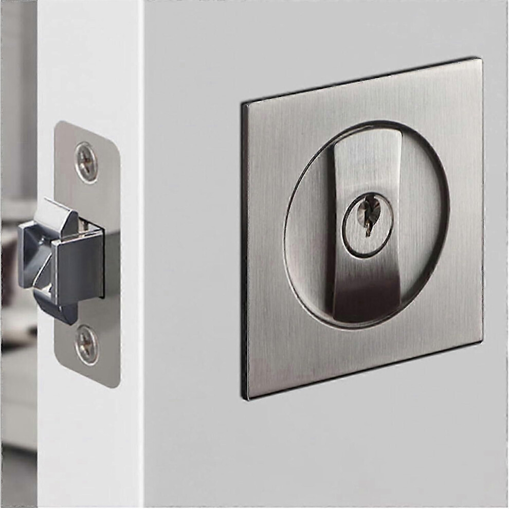 Sliding Door Lock Pocket Door Lock Invisible Recessed Mortise Lock Wooden Door Lock Silver - Q36 9152359626873