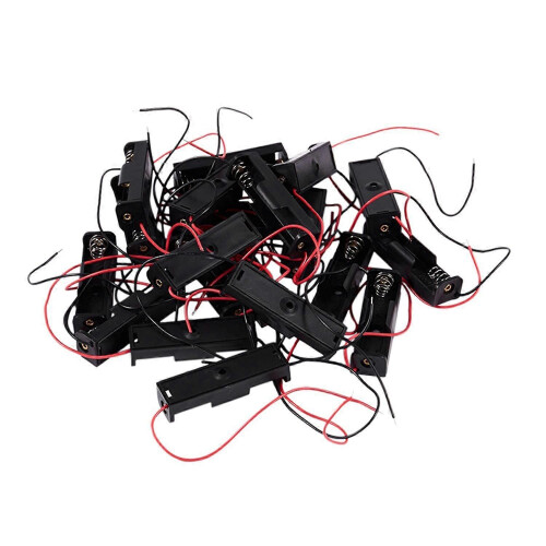 20 Pcs Black 2-Wired 1x AA Battery Case Box Holder 1