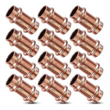 Copper Press Fittings,1/2inch Copper Coupling with Stop 1/2-Inch PxP Zero Lead,Outer Diameter 5/8inch 10pcs