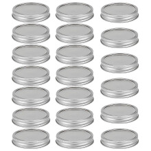 Mini-Glasdeckel aus Edelstahl zur Aufbewahrung von Gewürzen und Honig (20 Stück, 70 mm silberner Rundring