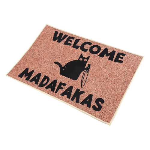 Πατάκι εισόδου Dark Cat Welcome Madafakas με πλήρη εκτύπωση, διασκεδαστικό πατάκι εισόδου 2