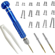 Kit de reparación de gafas, destornillador de acero S2 con 15 tipos de tornillos, juego de herramientas