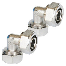 2 PCS 3/4" Brass-Nickel Plated Equal Elbow Fittings for Compressed Air Line Systems