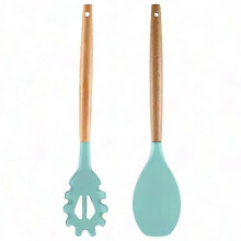 Silicone Cooking Utensils with Wooden Handles - Heat-Resistant and Non-Stick Kitchen Tools Set