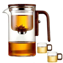 Teekanne, Zauber-Teekanne, Wassertrenn-Teekanne aus Glas mit Holzgriff, Glas-Teekanne, Teekannen aus