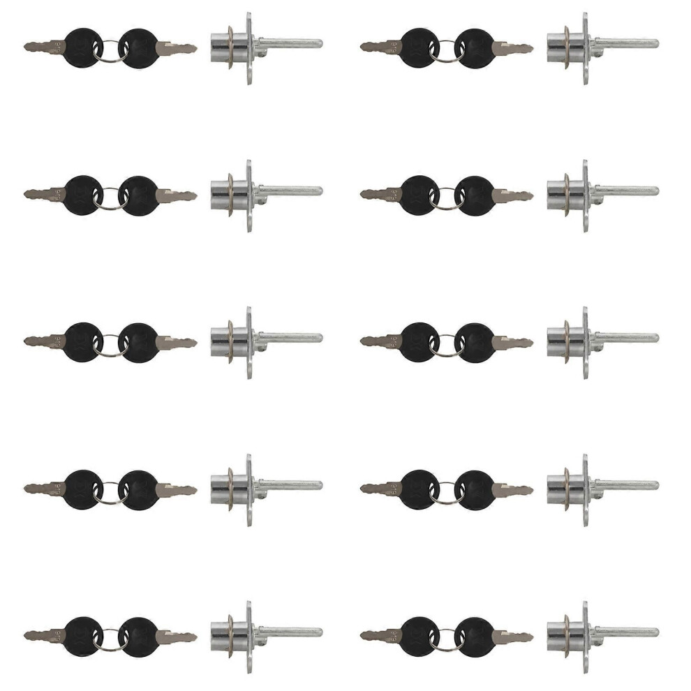 10X Zinc Alloy Computer Desk Cabinet Mailbox Drawer Cupboard Locker Cam Lock With Keys, Silver 9152359627825