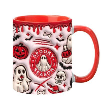 3D Halloween Coffee Cup Ceramic Espresso Cup with Handle 350ml Spooky Tea Cup for Home School Dining Table SP-2