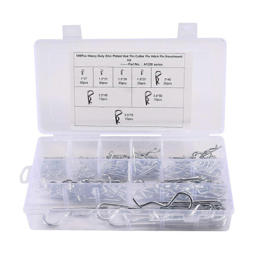 180 Pcs A1288 Split Galvanized R-Type Latch Bolt Cotter Pin Lockpin R Shape Cotter Pin