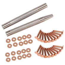 20Pack Copper Rivets and Burrs (14mm and 19mm) with 2Pcs Punch Rivet Tool compatible Belts, Bags, Collars,