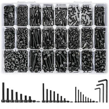 Surtido de 1260 tornillos métricos M2 M4, 21 tamaños, tornillos, tuercas y tapas de cabeza hexagonal,