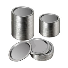100 Stück Weithals-Einmachglasdeckel (86 mm), silberfarbene Deckel mit Dichtungsringen