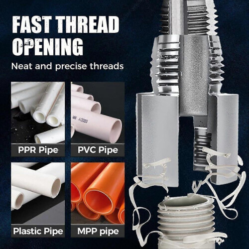 Integrated Internal & External Pipe Threading Tool,1/2in 3/4in,Drill Compatible PVC & Plastic Pipe Threader Kit for Home 2