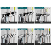 Mop Holder With Hooks Broom Holder Drilling & Nail Wall Mounted Broom Hanger Organizer Aluminum Storage Rack Kitchen Bathroom Garden