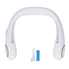 Wearable Neck Fan LED Display Bladeless 3 Gears 360 Surround Wind Portable Neck Hanging FanWhite 2000mAh Battery