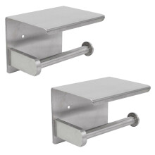 2X Self-Adhesive or Wall-Drilling Toilet Paper Holder Tissue Holders Paper Storage with Mobile Phon